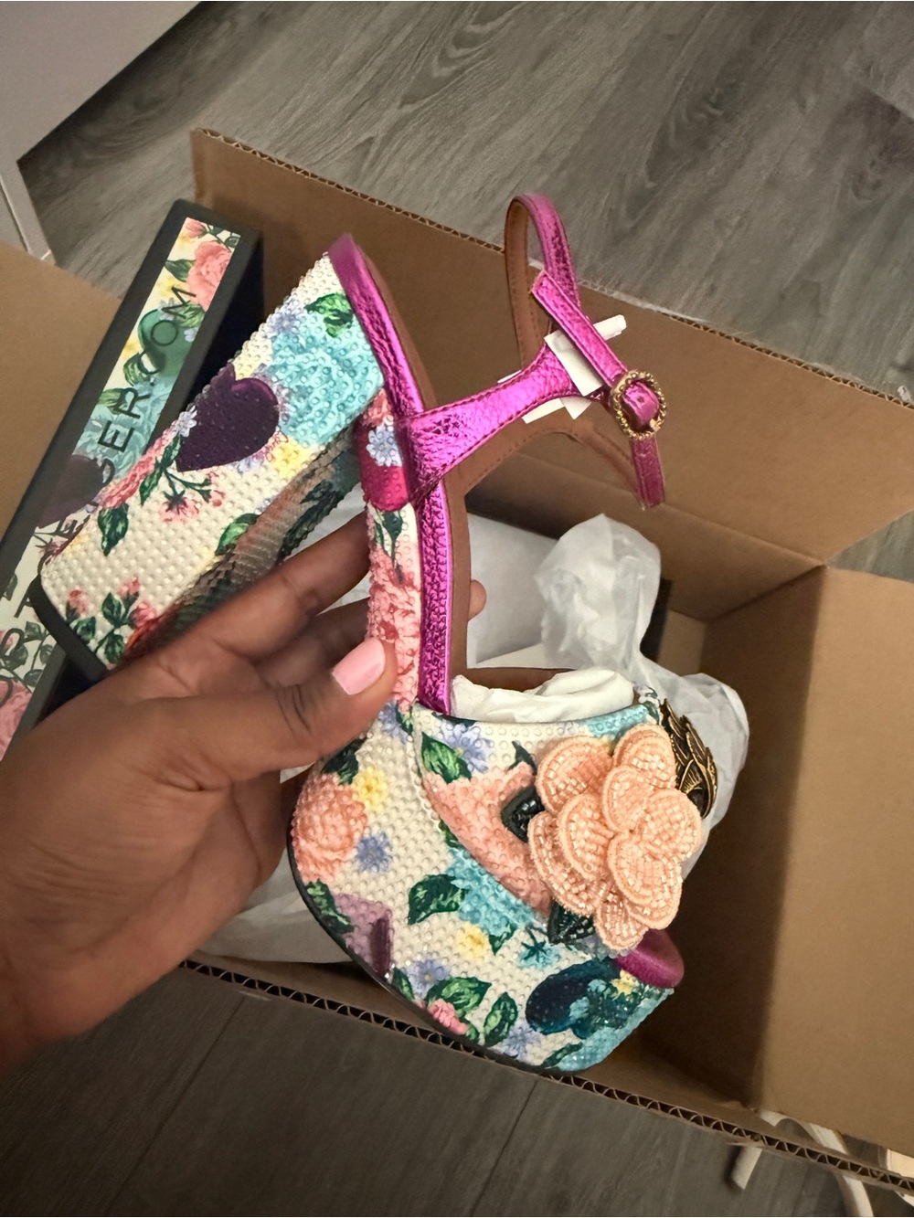 Kurt Geiger Multicolor Floral Platform Sandals
